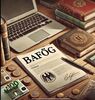 Schreibtisch mit BAföGantrag, Laptop, Bücher und Geld.